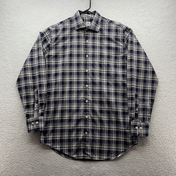 Peter Millar Other - Peter Millar Button Up Shirt Mens Medium Gray White Plaid Golf Preppy Dad Sports
